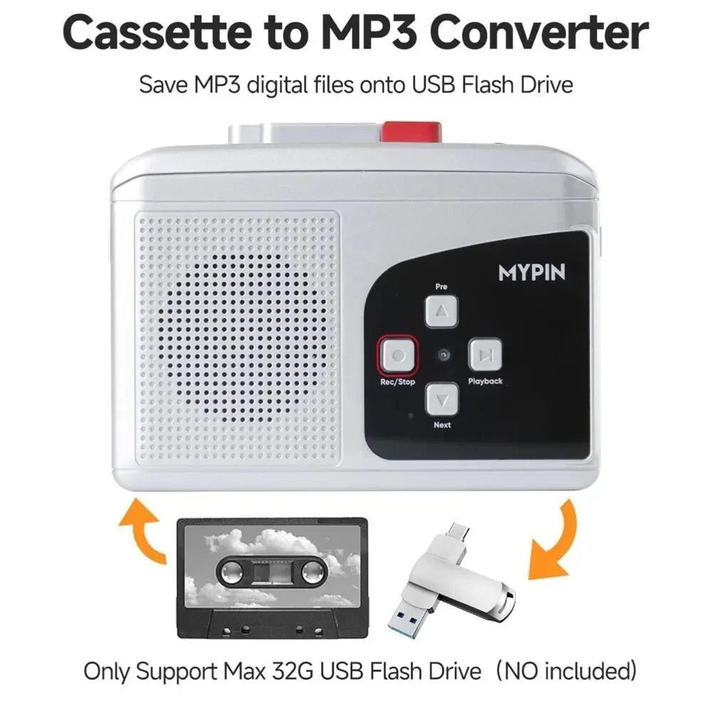 Portable Stereo Walkman Cassette Recorder Player, Convert Cassette to MP3 - Picture 3 of 7